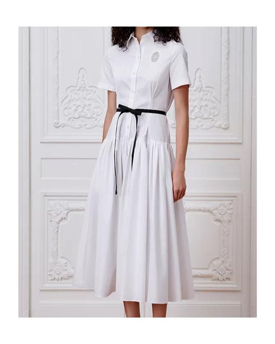 Dior White Mid-Length Médaillon Shirtdress