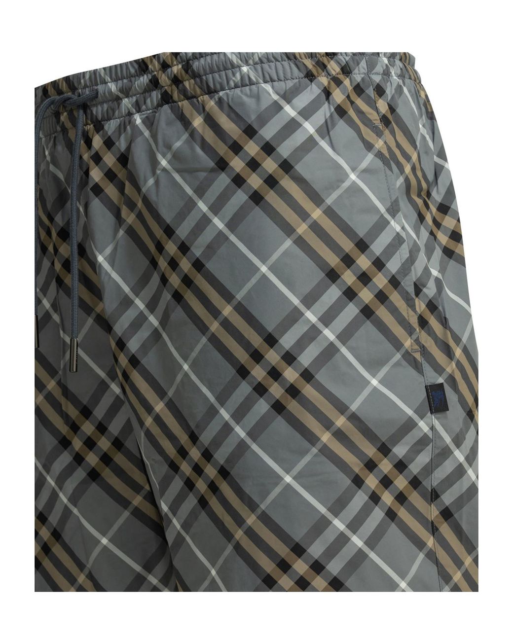 Burberry Gray Check Beach Nylon Shorts for men