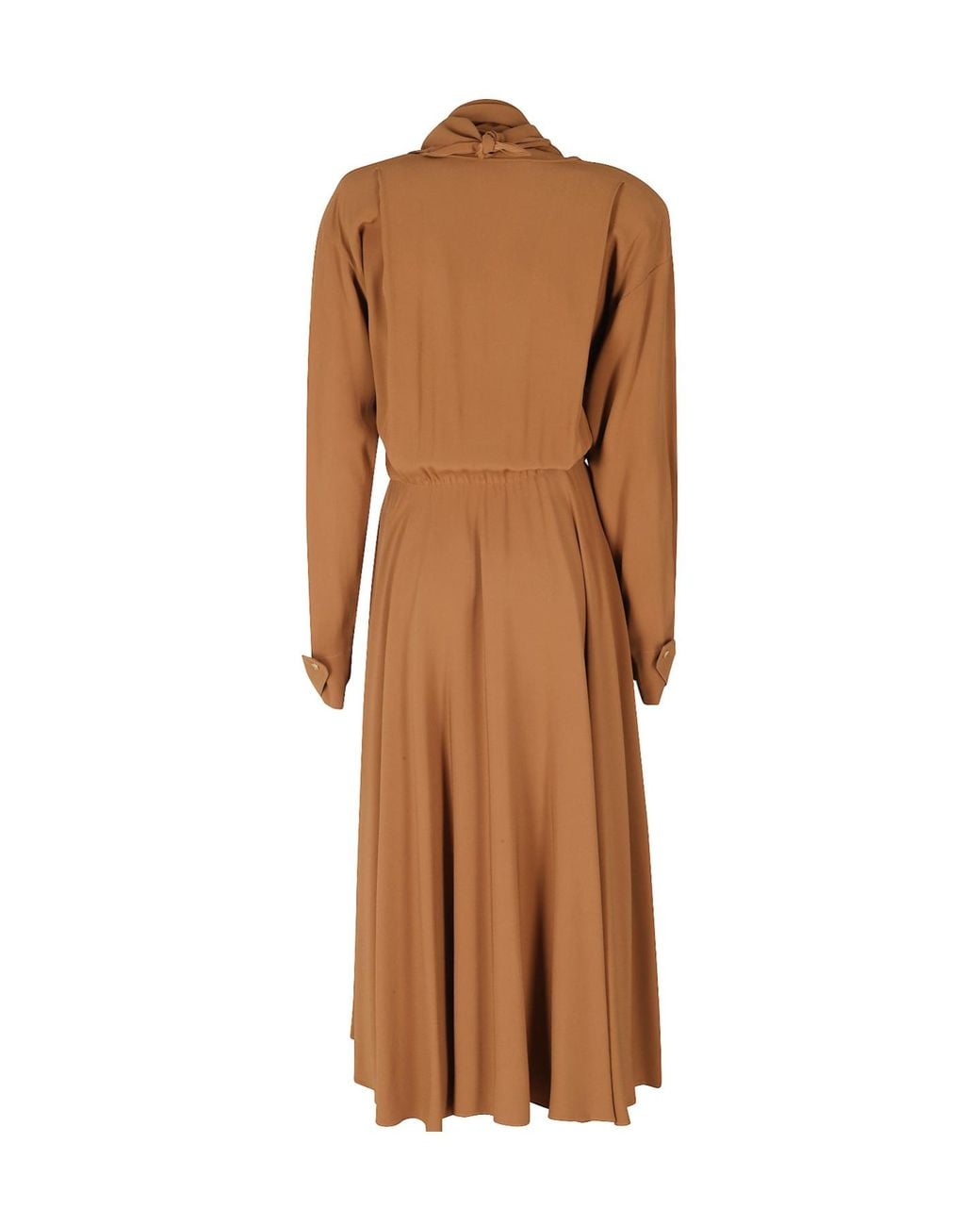 Alberta Ferretti Brown V-Neck Satin Dress