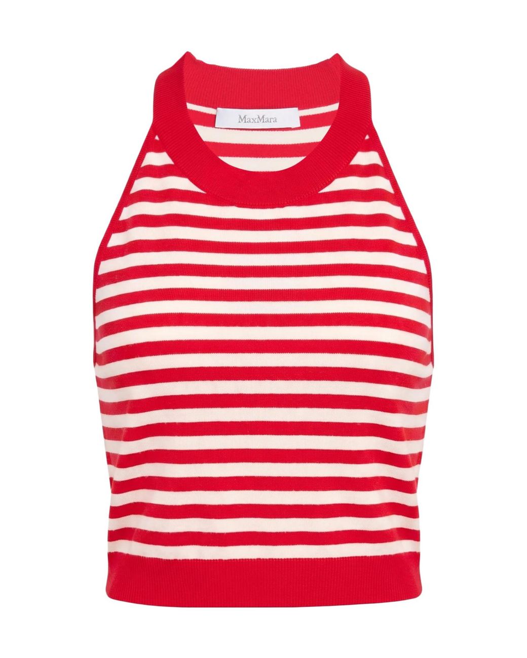 Max Mara Red Striped Sleeveless Knit Top