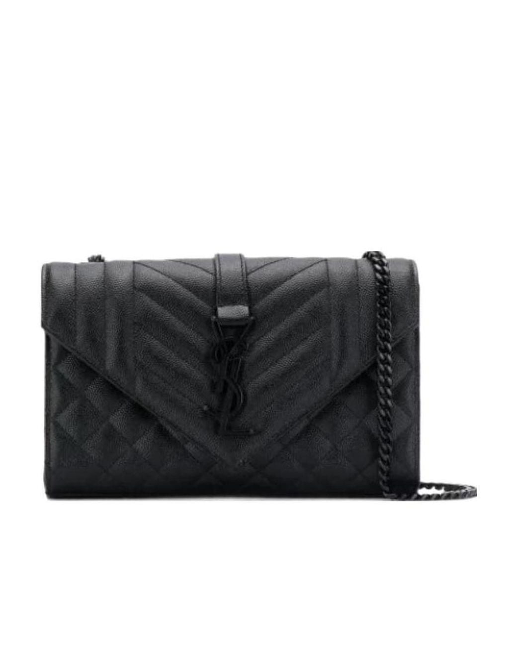 Saint Laurent Black Small Monogram Matelassé Envelope Crossbody Bag