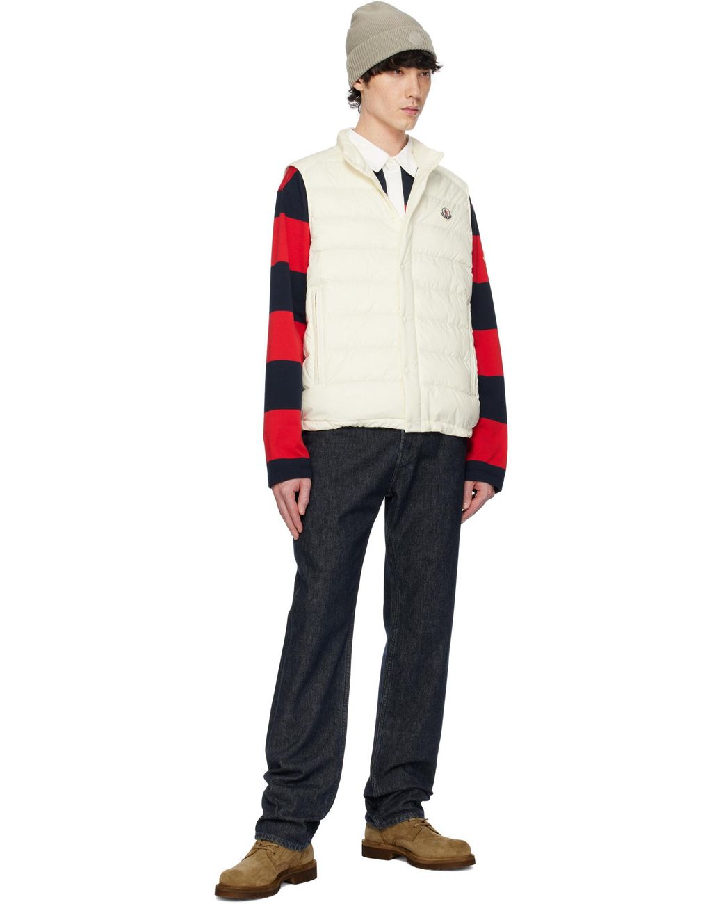 Moncler White Barthe Logo Patch Padded Vest for men