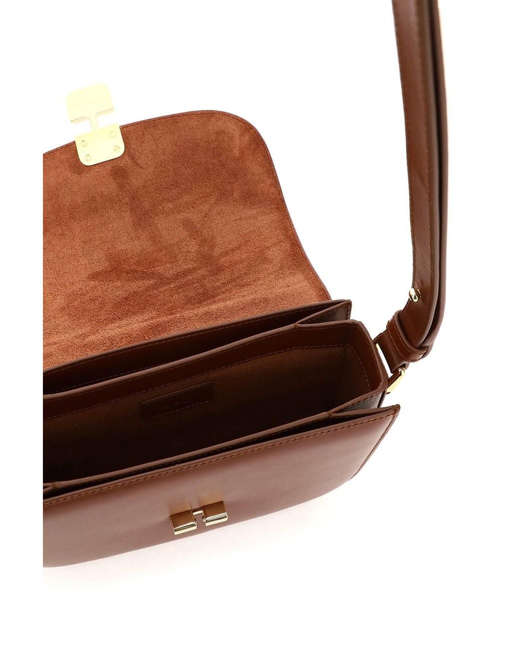 A.P.C. Brown Grace Logo Printed Small Shoulder Bag