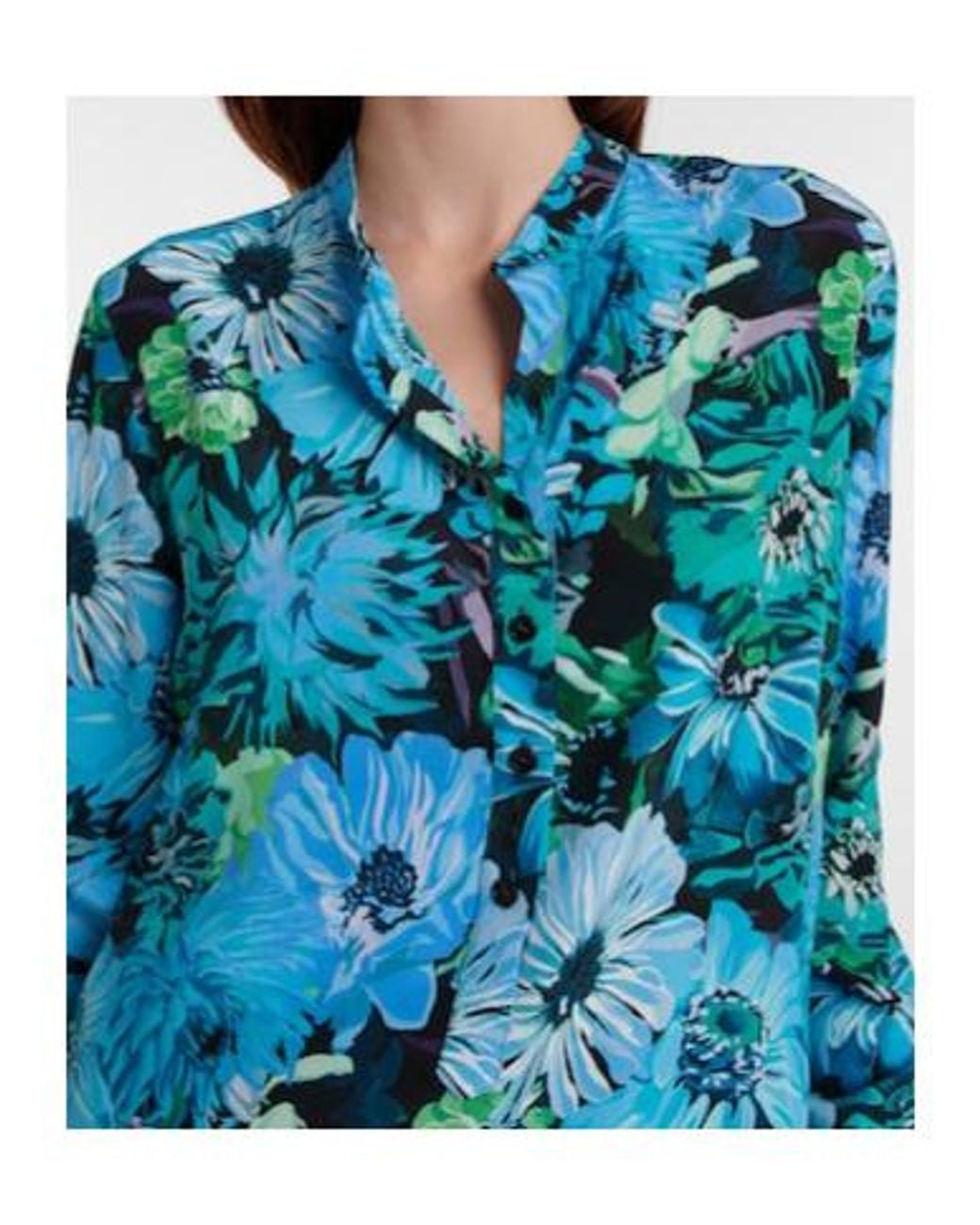 Stella McCartney Blue Floral Silk Crêpe De Chine Blouse