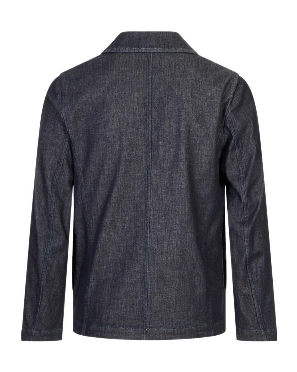 Canali Blue Patch-Pocket Denim Jacket for men