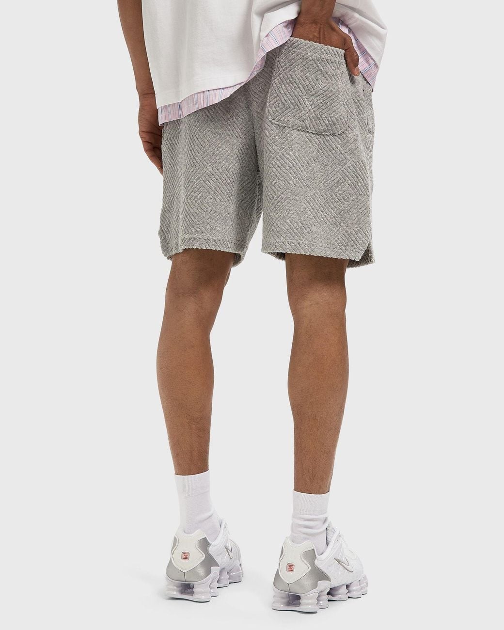 WRSTBHVR Gray Fred V2 Geometric-Patterned Terry-Cloth Shorts for men
