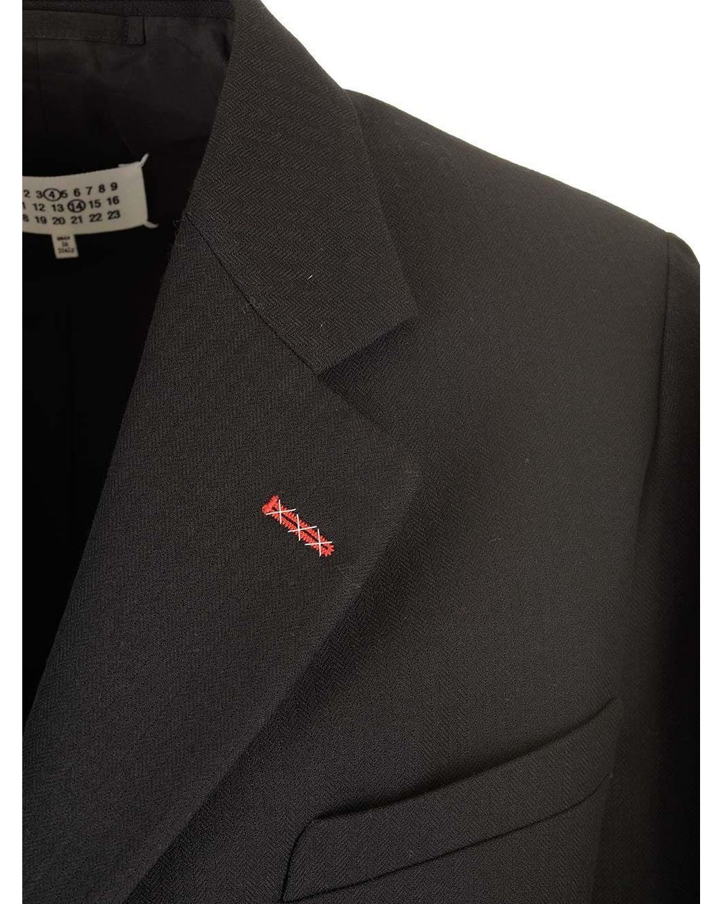 Maison Margiela Black Herringbone Single-Breasted Blazer for men