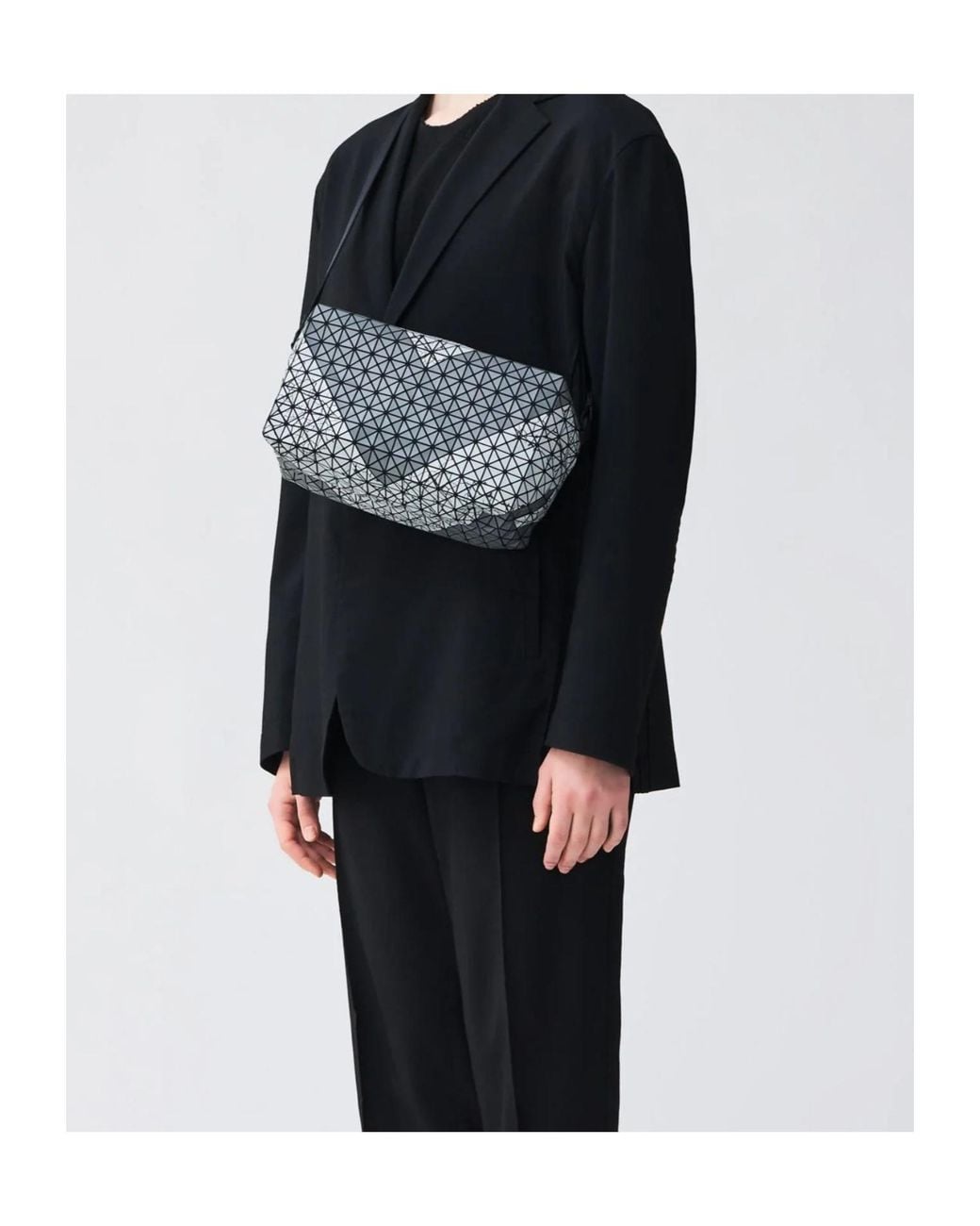 Issey Miyake White Geometric-Patterned Shoulder Bag for men