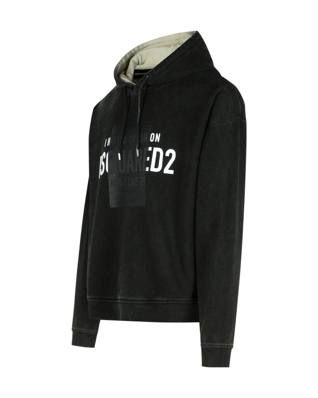 DSquared² Black Logo Printed Drawstring Hoodie for men
