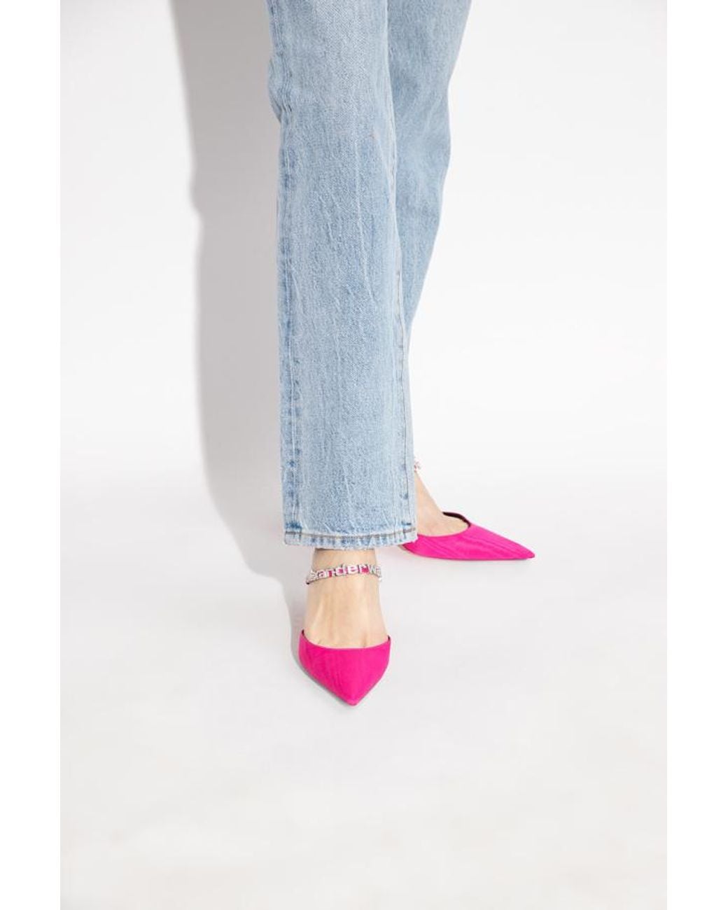 Alexander Wang Pink Delphine 65Mm Embellished Mules