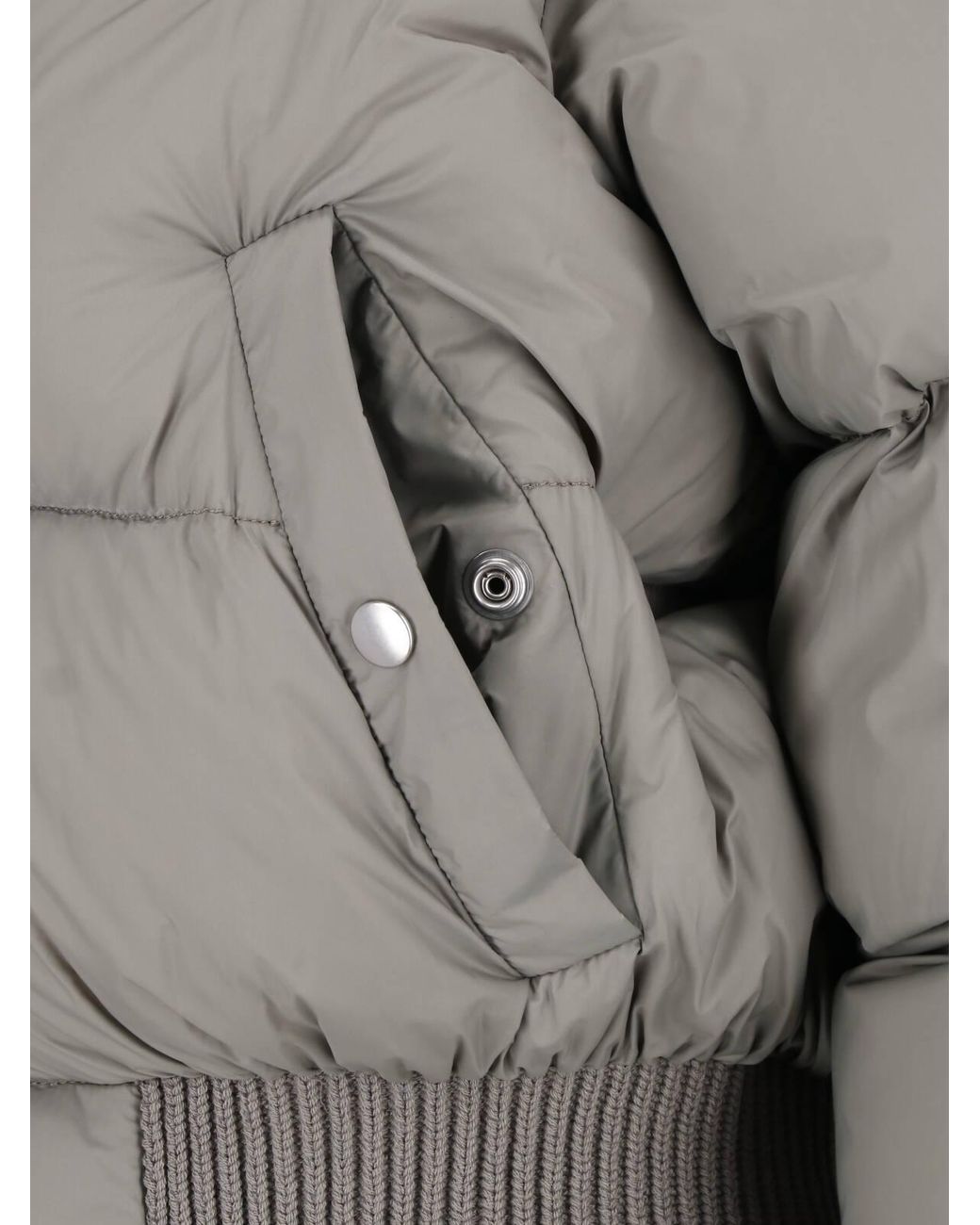 Rick Owens Gray Hooded Short Down Jacket