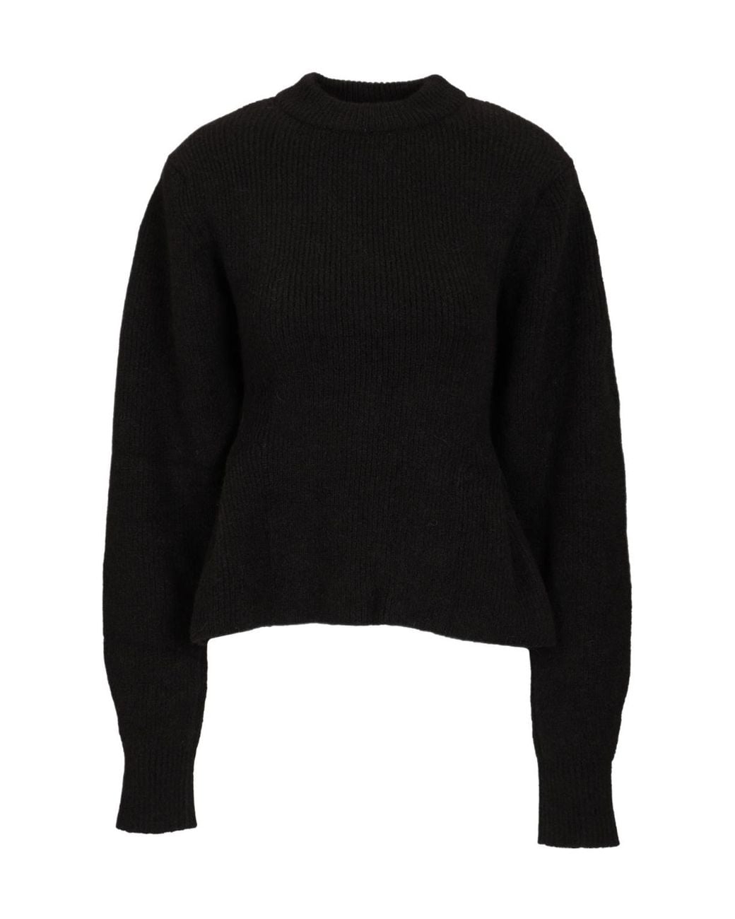 ROTATE BIRGER CHRISTENSEN Black Ruffle Peplum Knitted Sweater