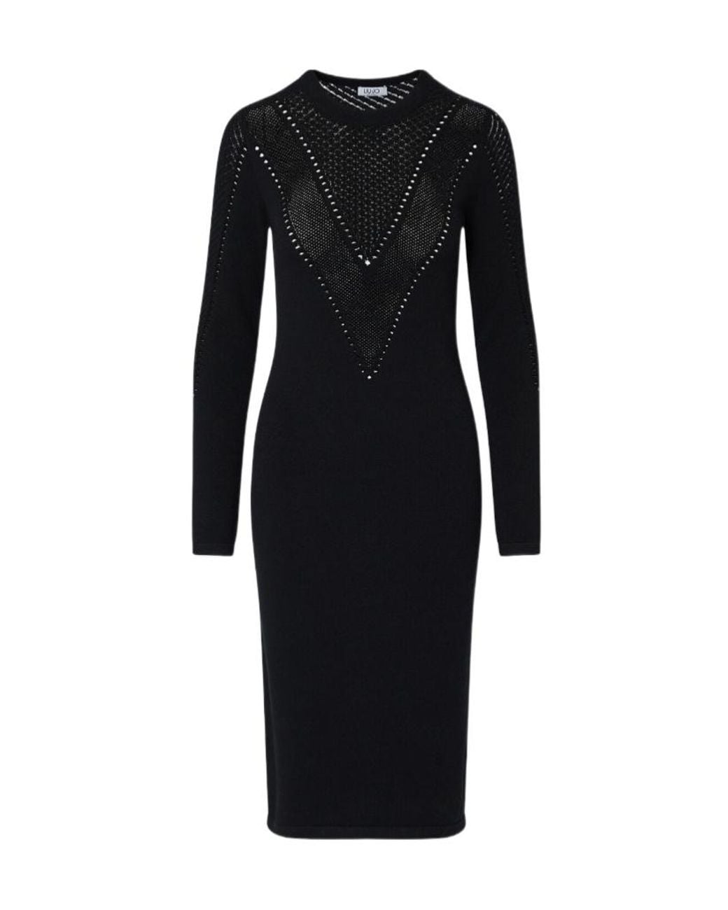 Liu Jo Black Studded Mesh Knitted Dress