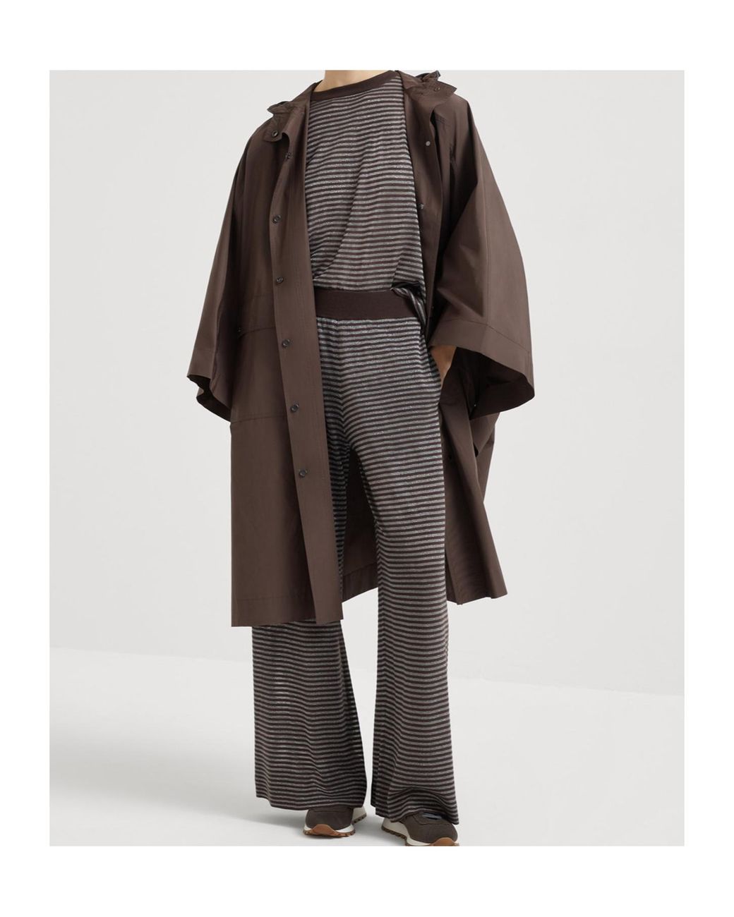 Brunello Cucinelli Brown Striped T-Shirt