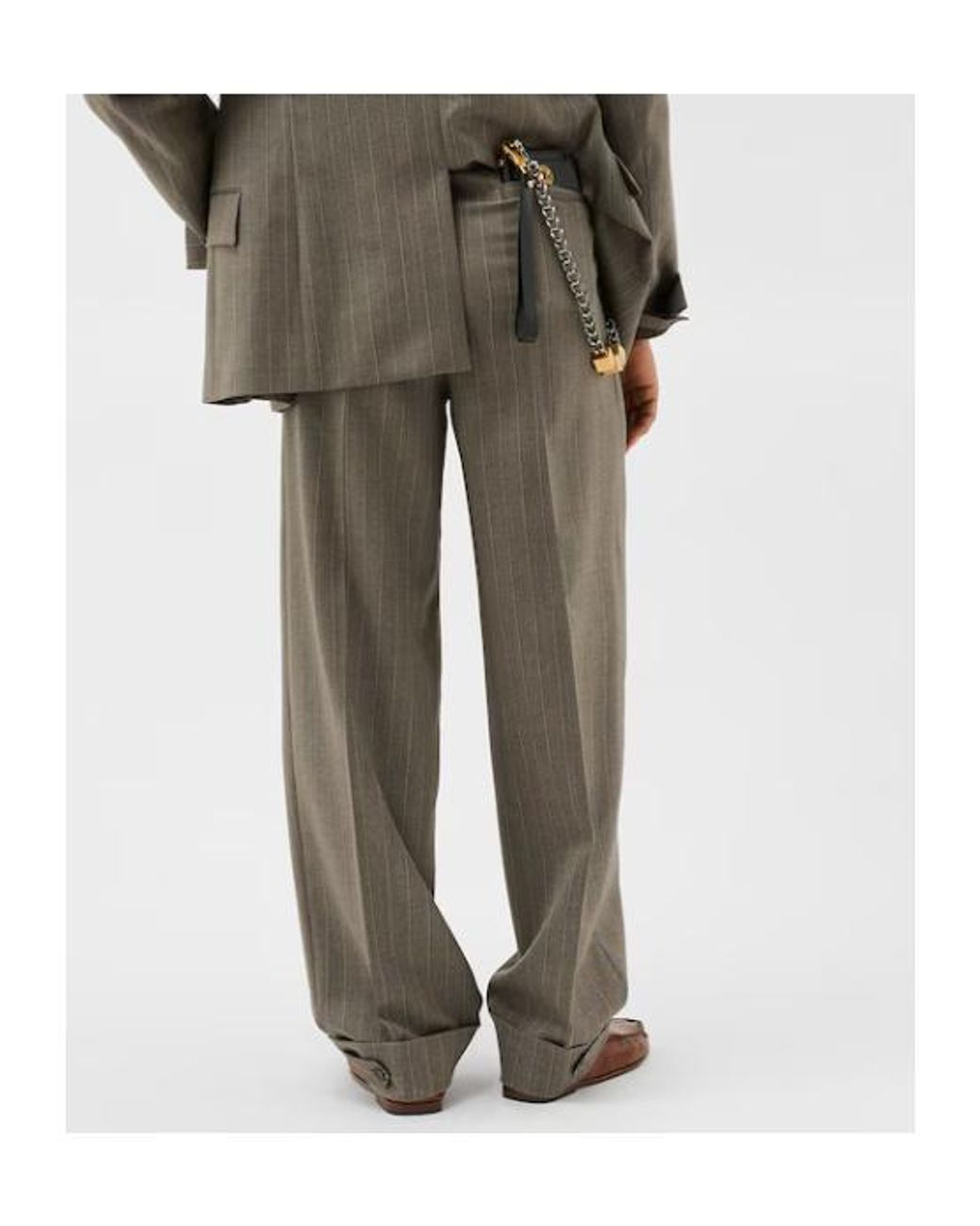 Versace Green Pinstripe Twill Oversized Pants for men
