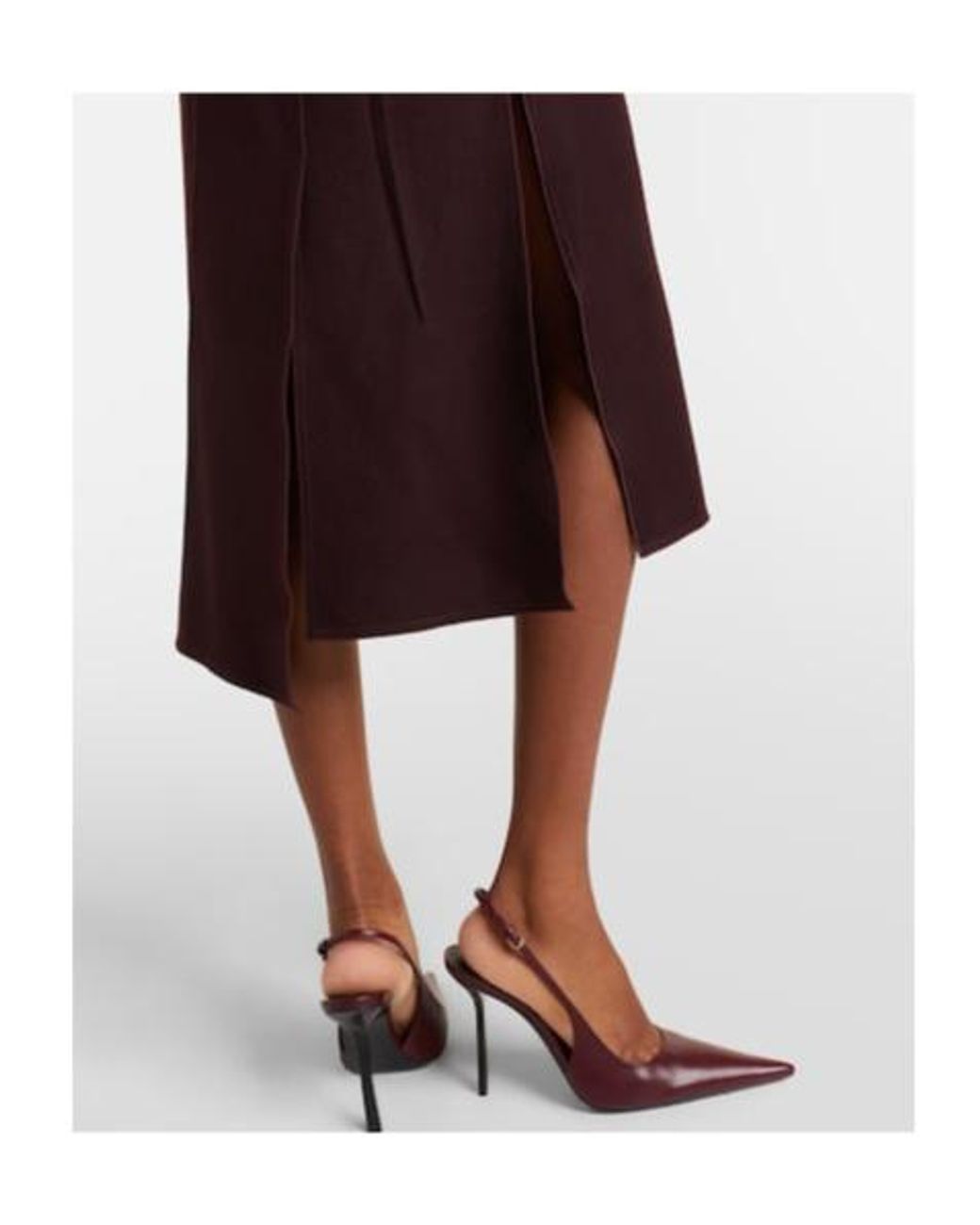 Victoria Beckham Brown Draped Virgin Wool Midi Skirt