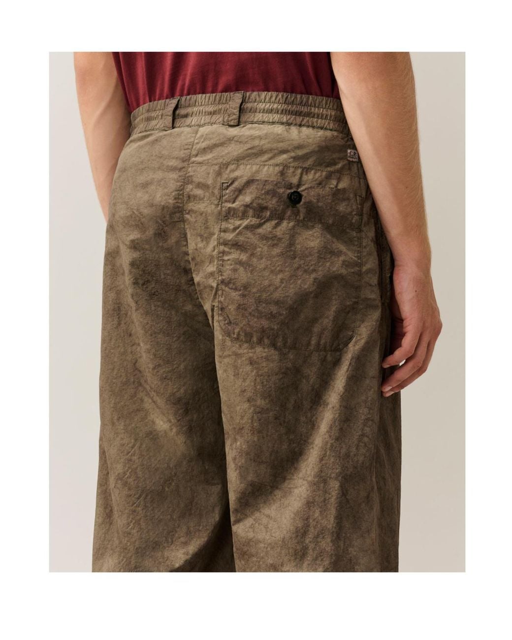 C P Company Natural Flatt Nylon Loose Lens Cargo Pants for men