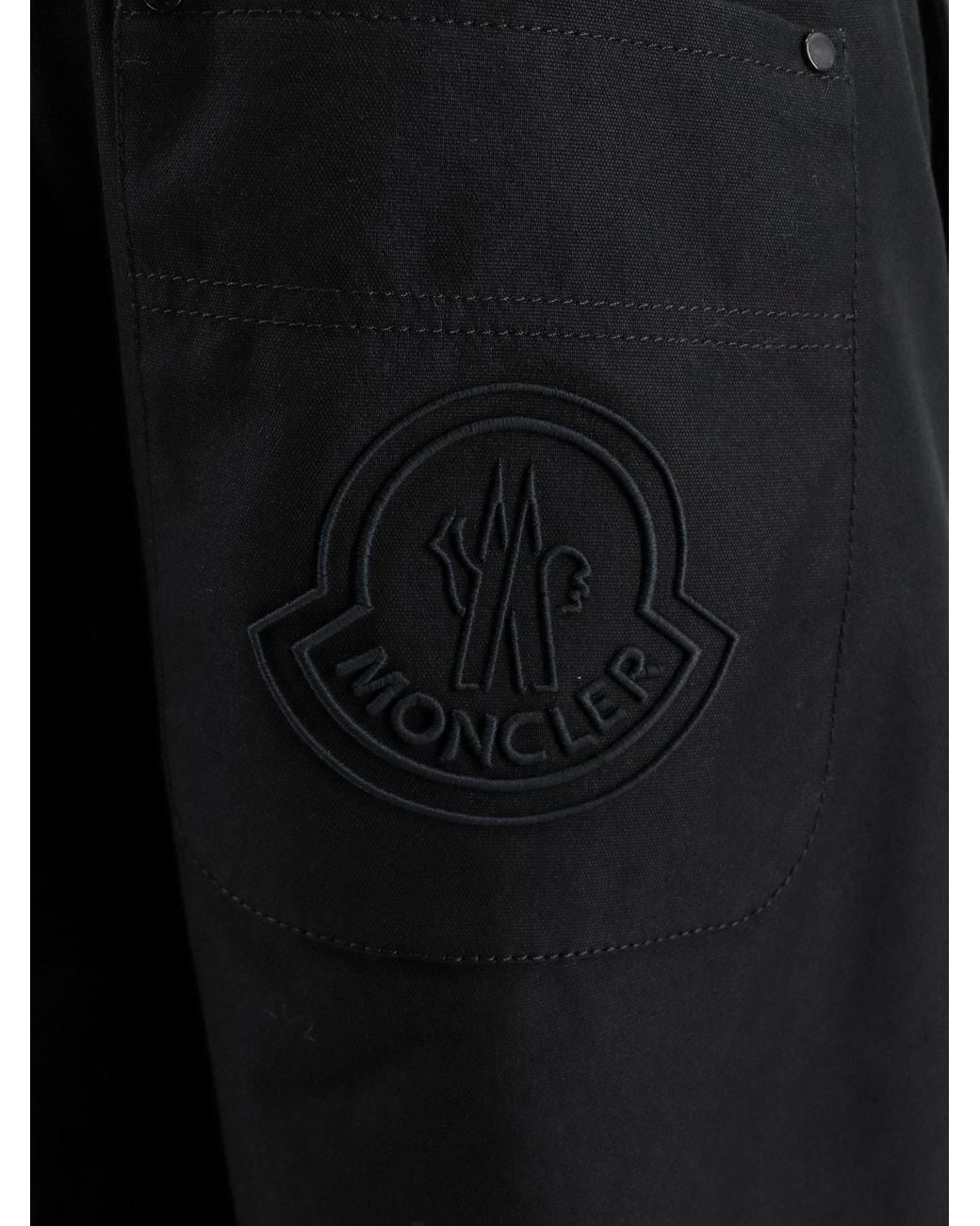 Moncler Black Logo Embroidered Tapered Leg Trousers for men