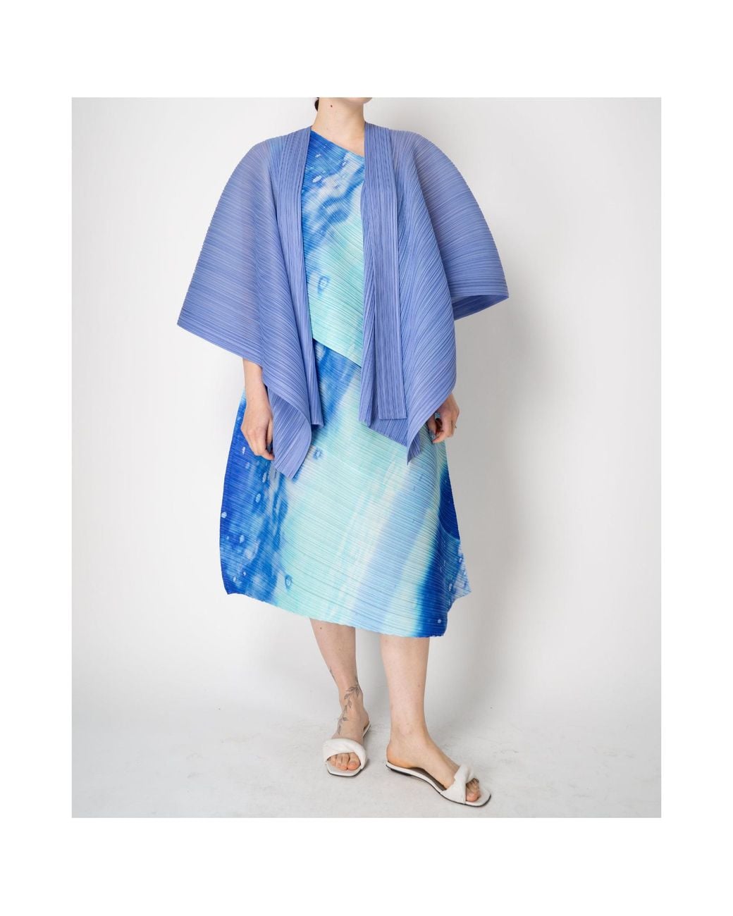 Issey Miyake Blue Open-Front Blouse