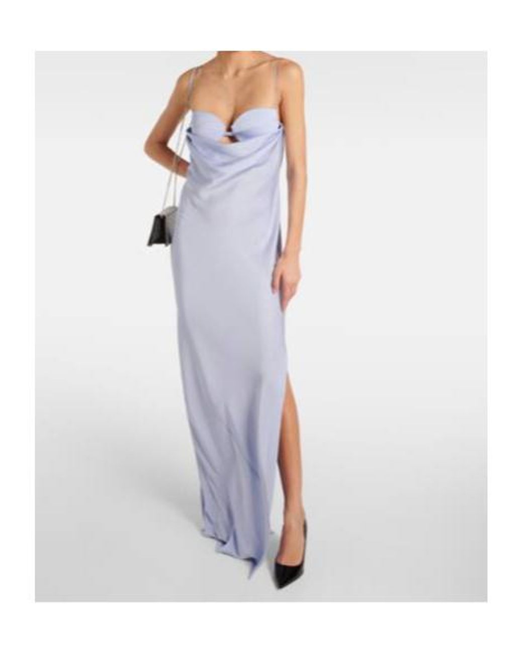 Alex Perry Blue Cutout Draped Satin Crêpe Gown