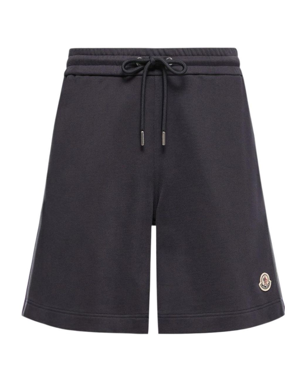 Moncler Blue Striped Trim Cotton Fleece Shorts for men