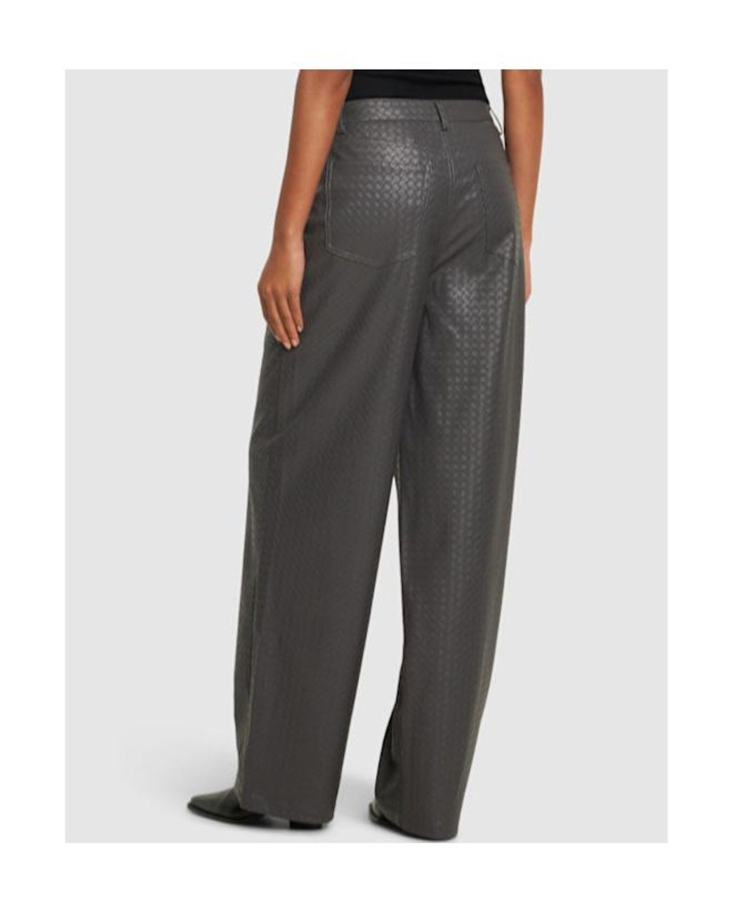 ROTATE BIRGER CHRISTENSEN Gray Weaved Printed Casual Pants
