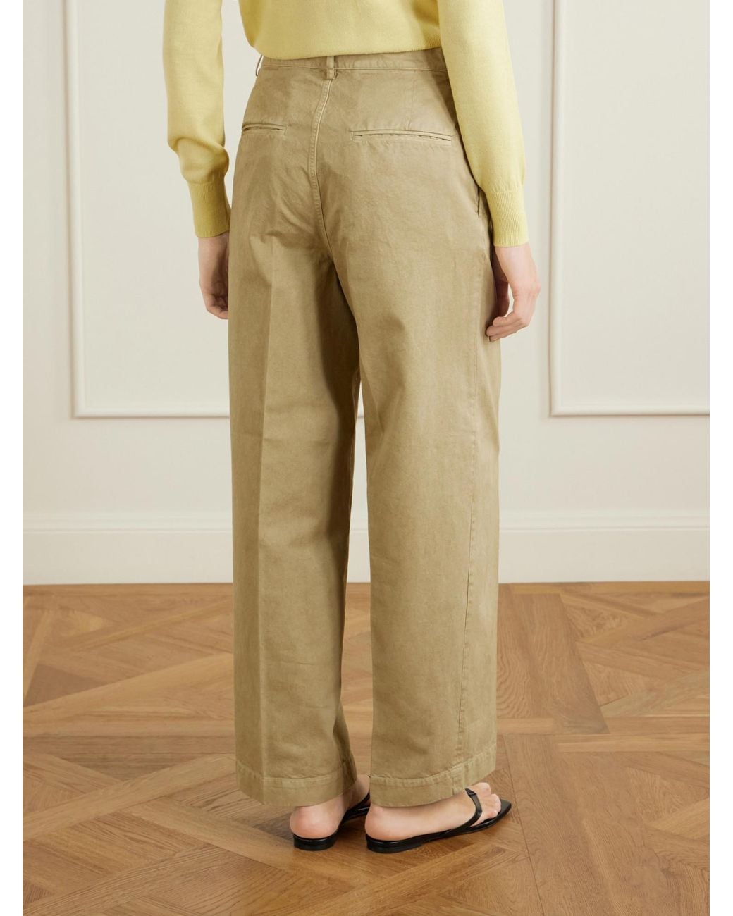 Auralee Natural Finx Wide-Leg Pants
