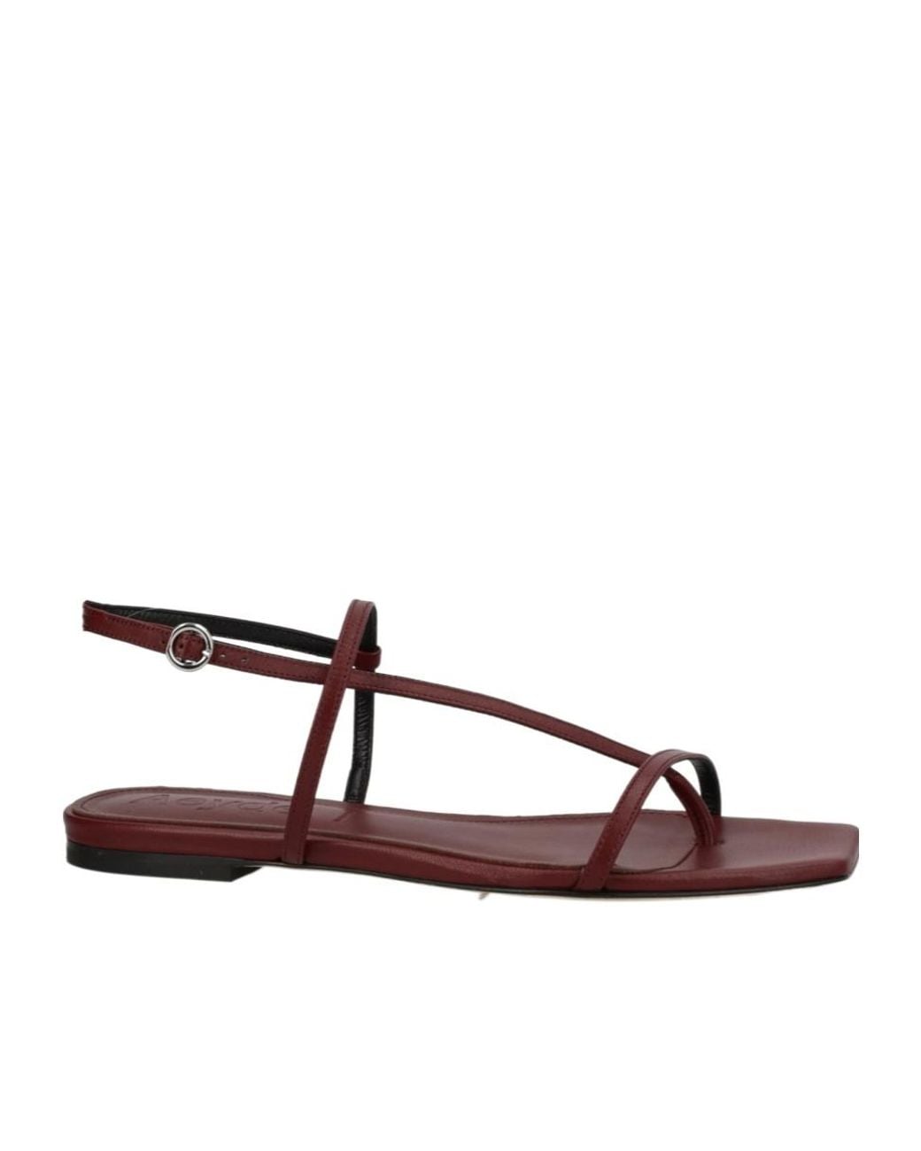 Aeyde Brown Square-Toe Flat Sandals