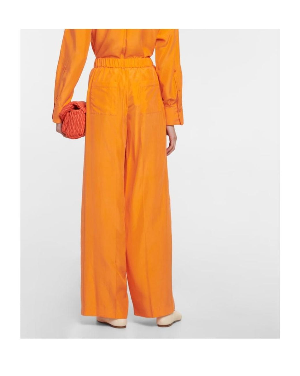 Dorothee Schumacher Orange Silk Wide-Leg Pants