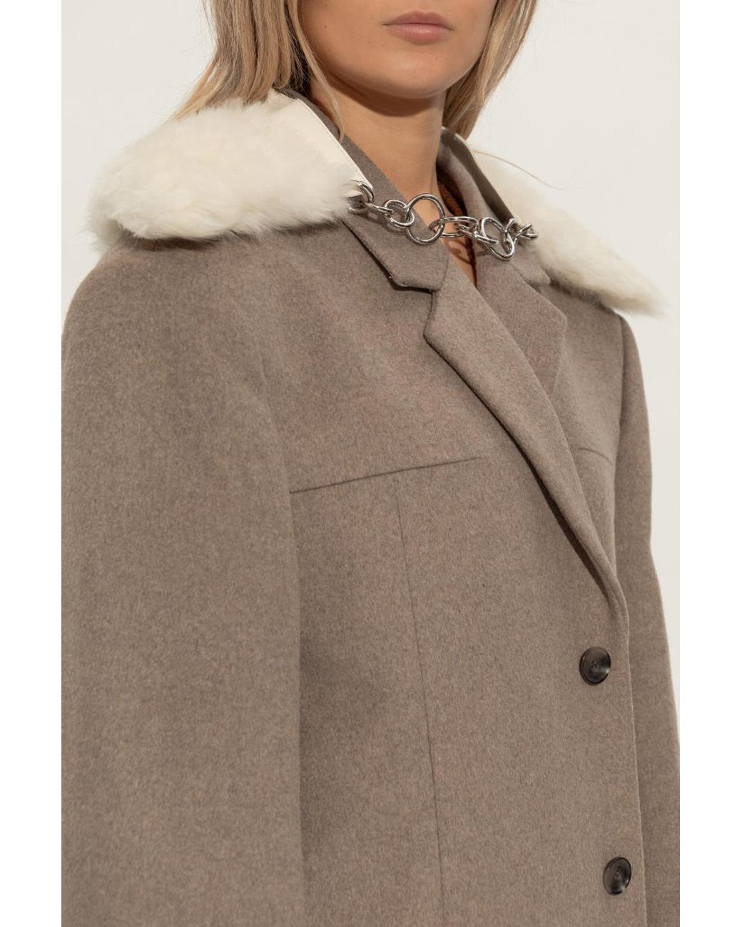 Jil Sander White O-Ring Chain Linked Fur-Trimmed Scarf