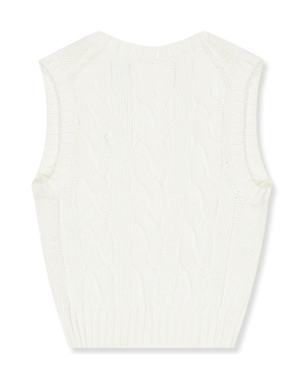 Polo Ralph Lauren White Cable-Knit Sleeveless Vest