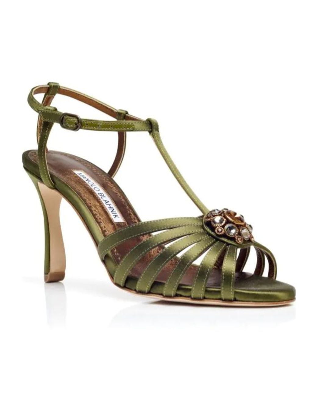 Manolo Blahnik Metallic Open-Toe High-Heeled Sandals