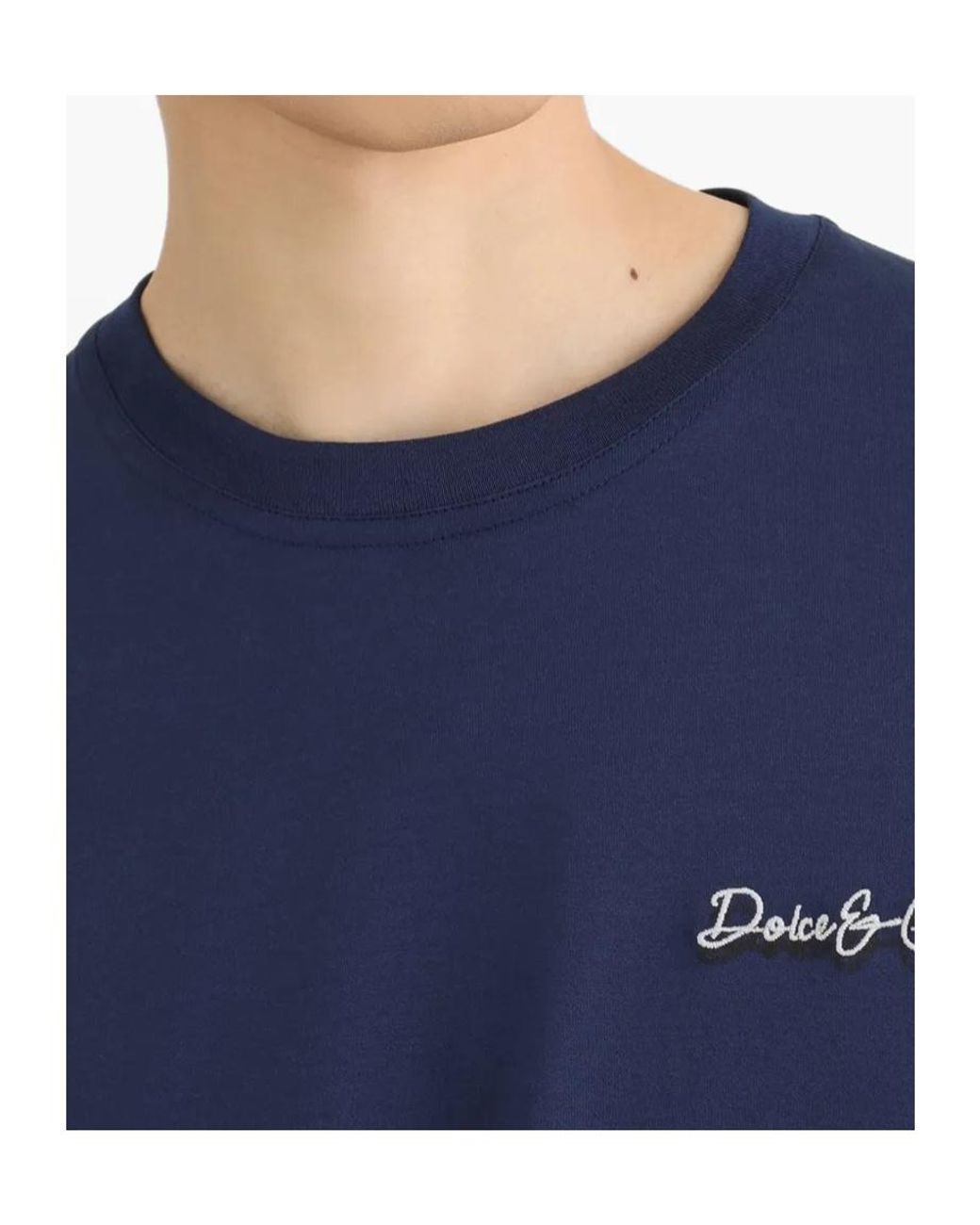 Dolce & Gabbana Blue Logo Cotton T-Shirt for men