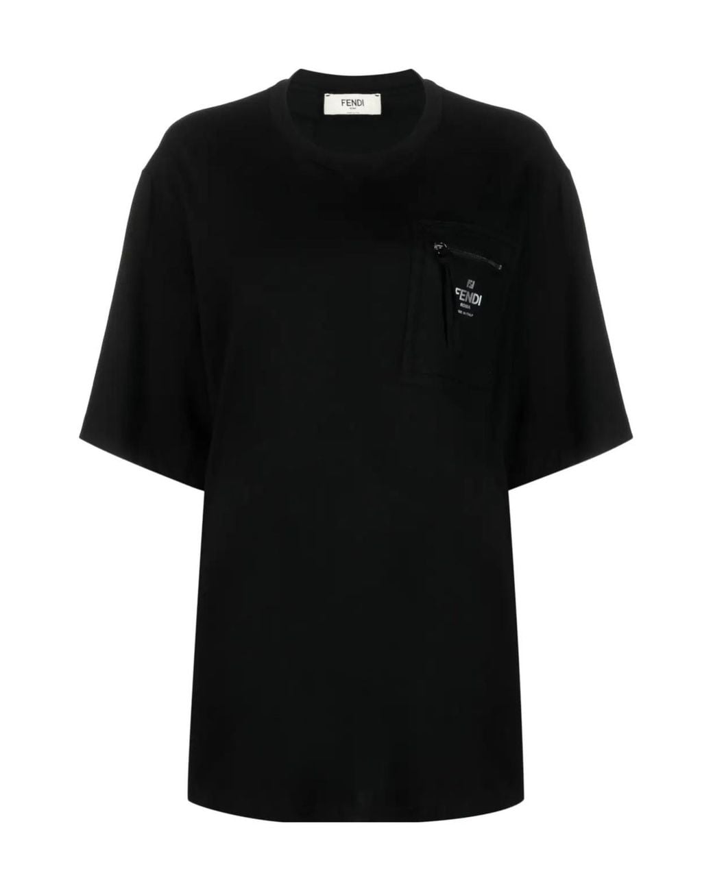 Fendi Black Zip-Pocket Short-Sleeve T-Shirt for men