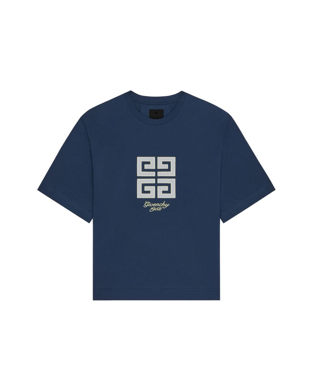 Givenchy Blue 4G Embroidered Crewneck T-Shirt for men