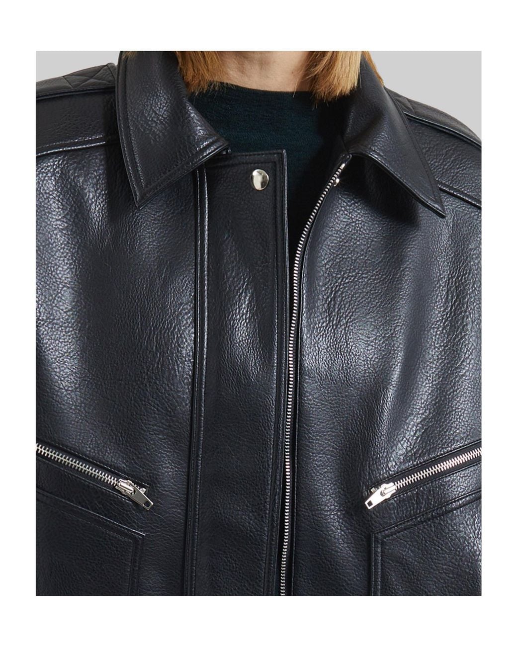 Frankie Shop Black Biker Jacket Hudson Faux Leather