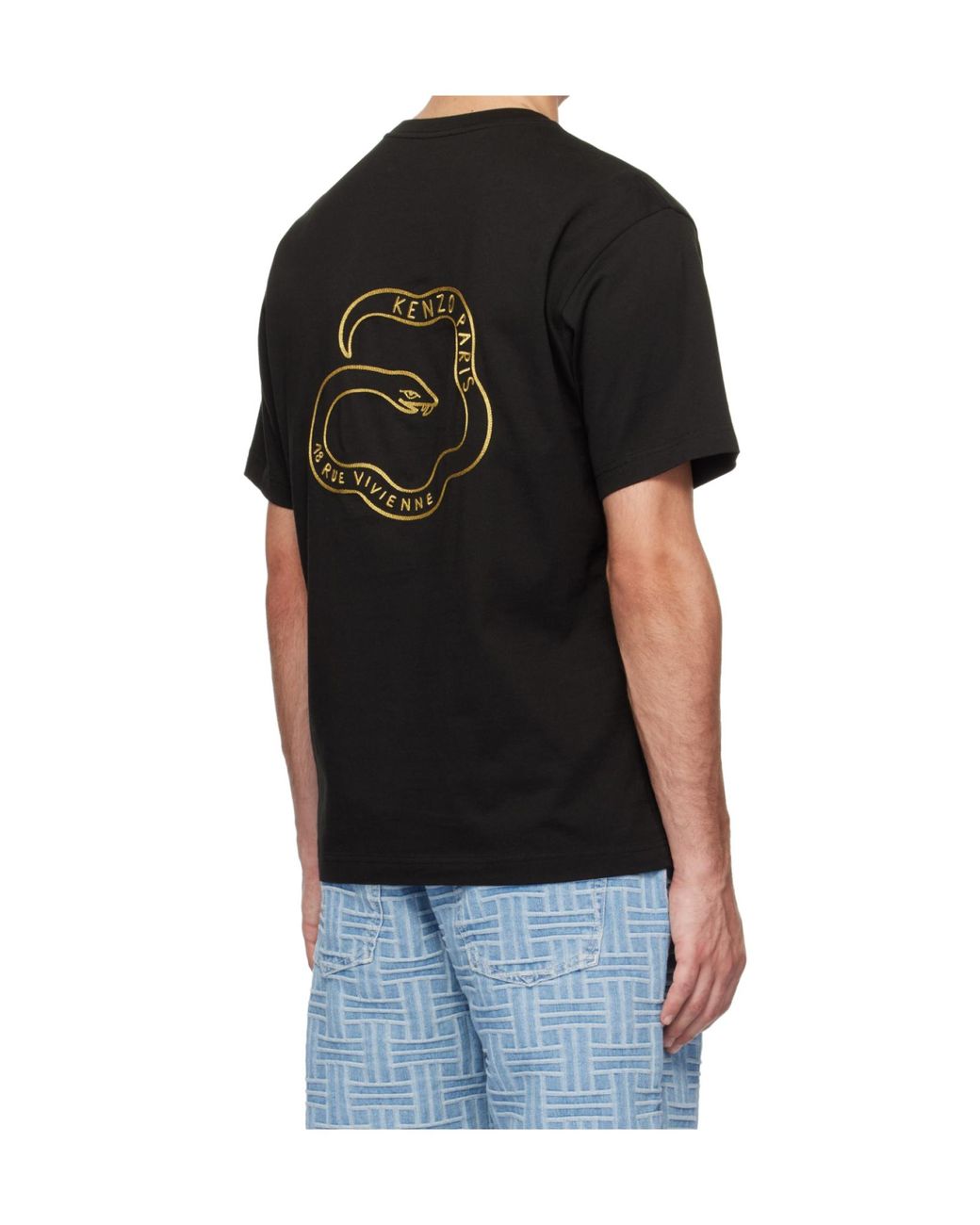 KENZO Black Year Of The Snake Embroidered T-Shirt for men