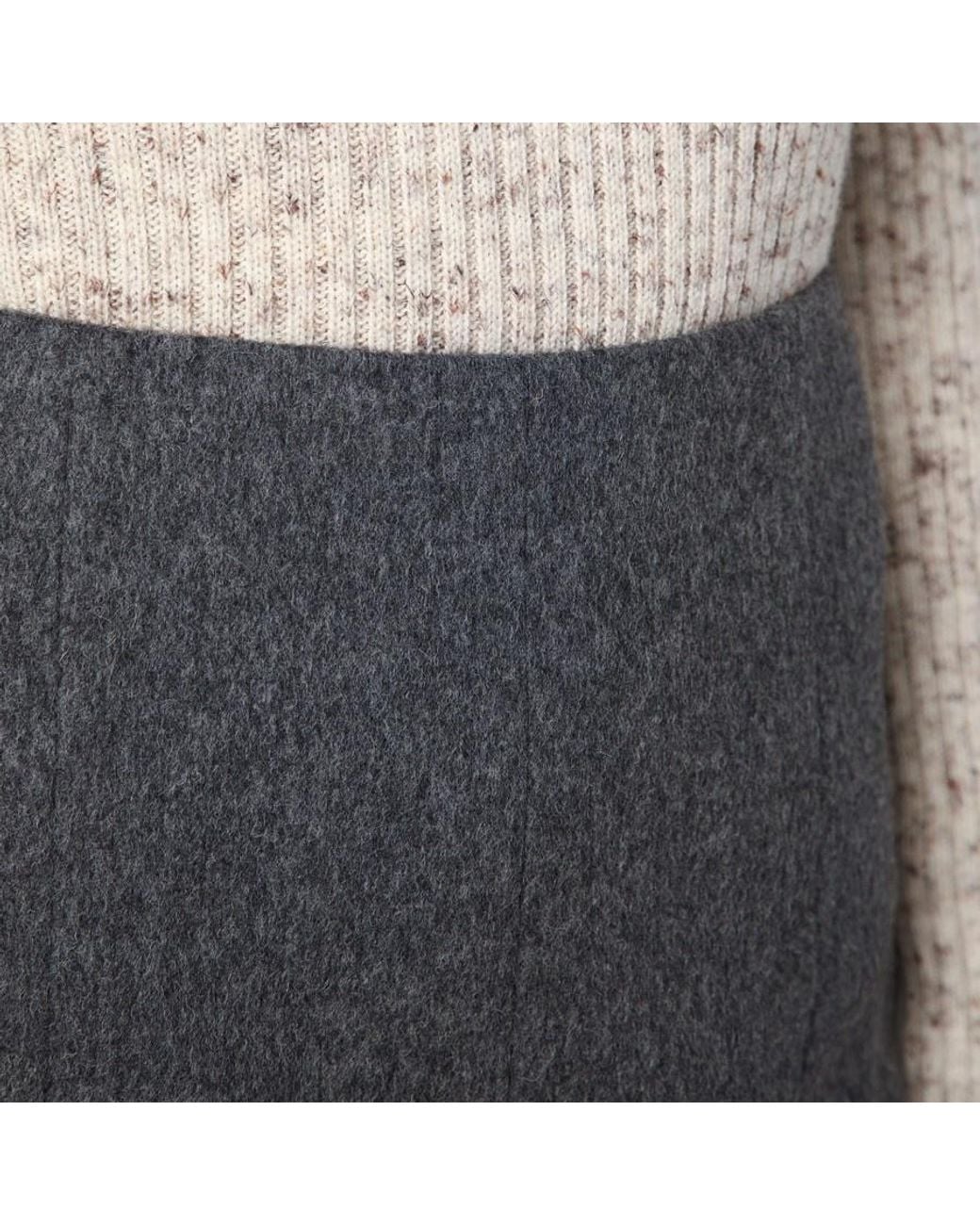 Prada Gray Slit-Detailed Midi Skirt