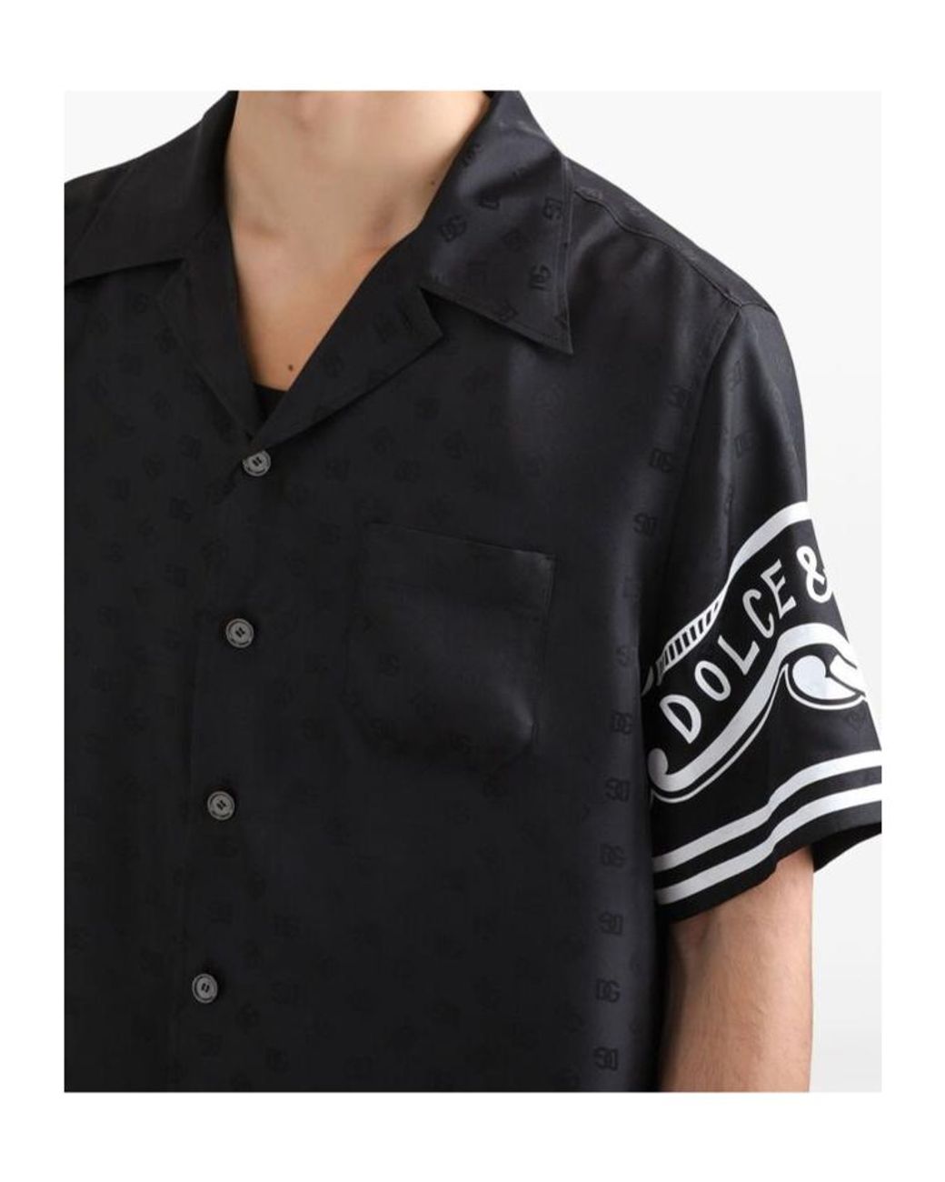 Dolce & Gabbana Black Bandanna Printed Denim Shirt for men