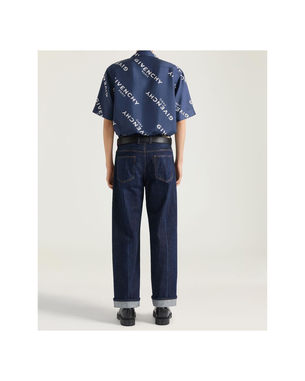 Givenchy Blue Logo Patch Wide-Leg Jeans for men