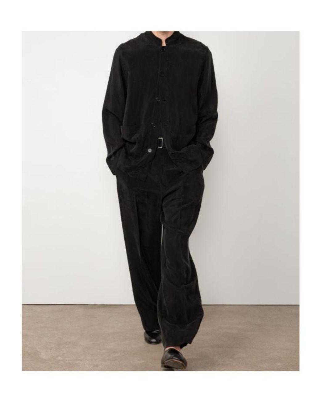 Officine Generale Black Officine Générale Stand-Collar Buttoned Jacket for men