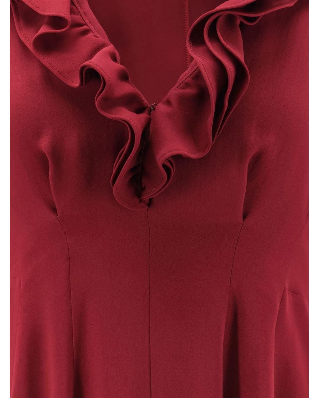 Alberta Ferretti Red V-Neck Viscose Midi Tunic