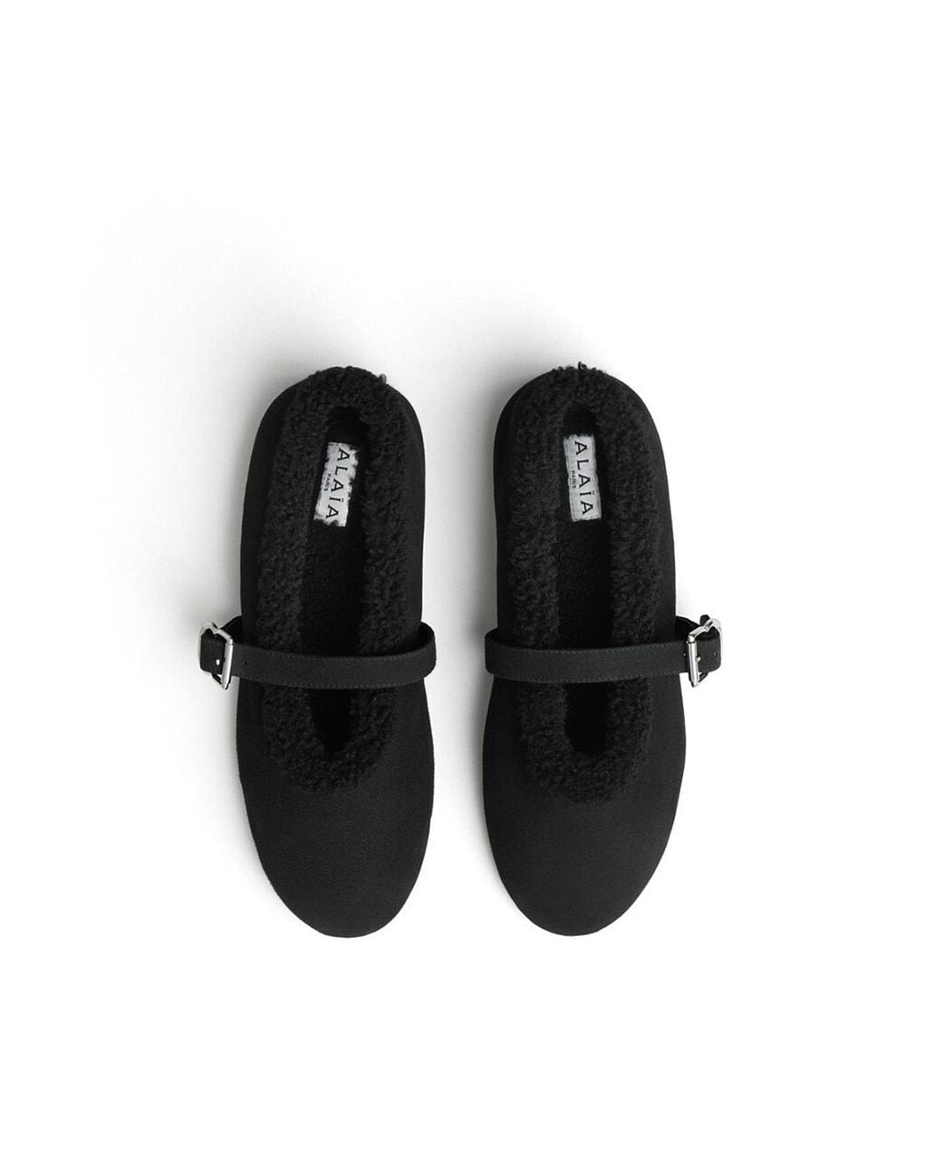 Alaïa Black Buckle-Detail Ballet Flats
