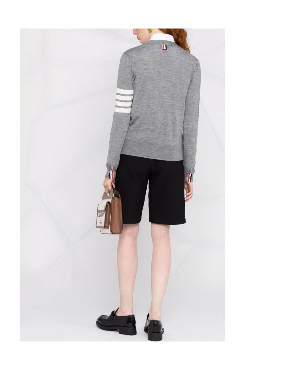 Thom Browne Gray 4 Bar V-Neck Cardigan
