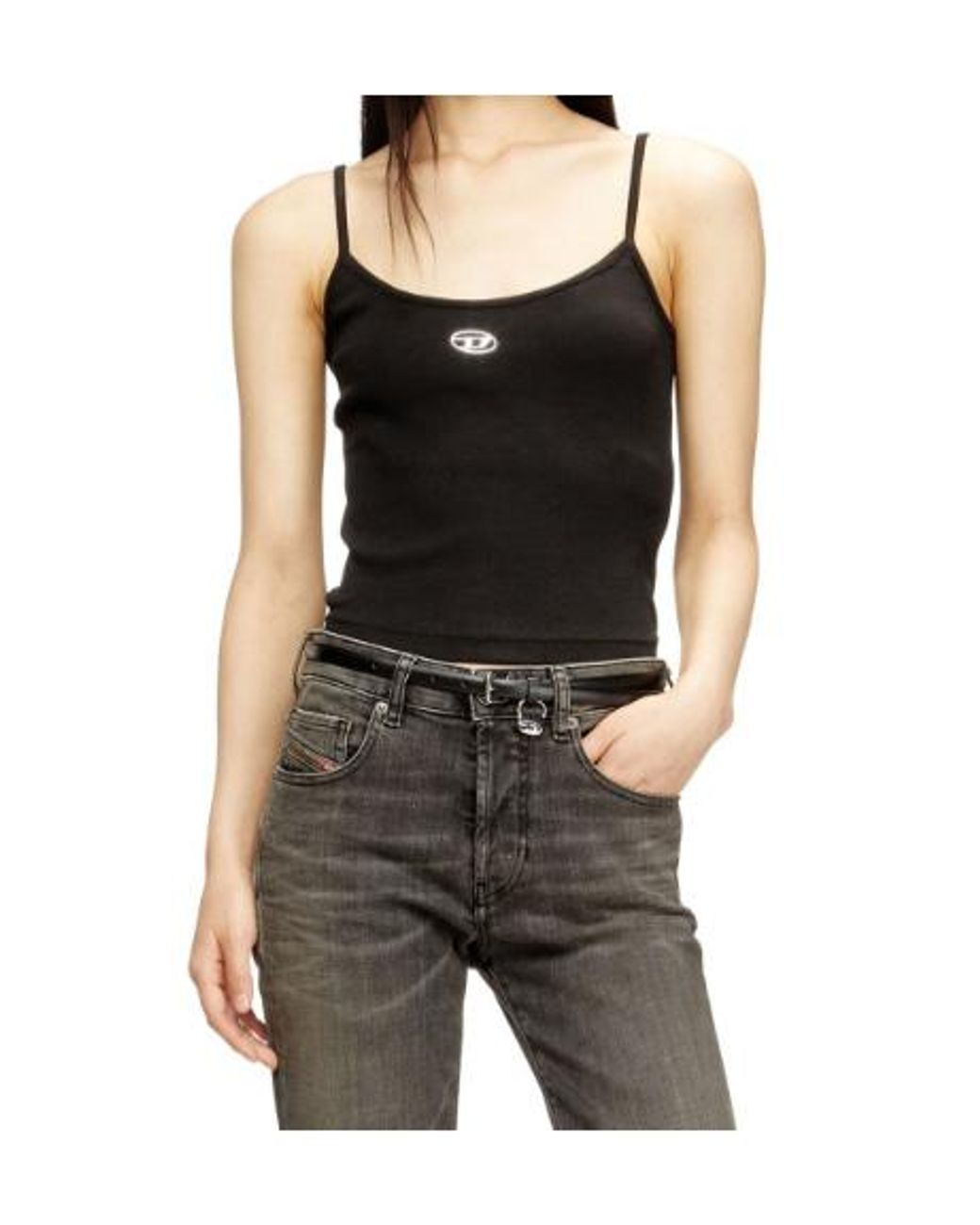 DIESEL Black T-Hupy-Od Ribbed Top