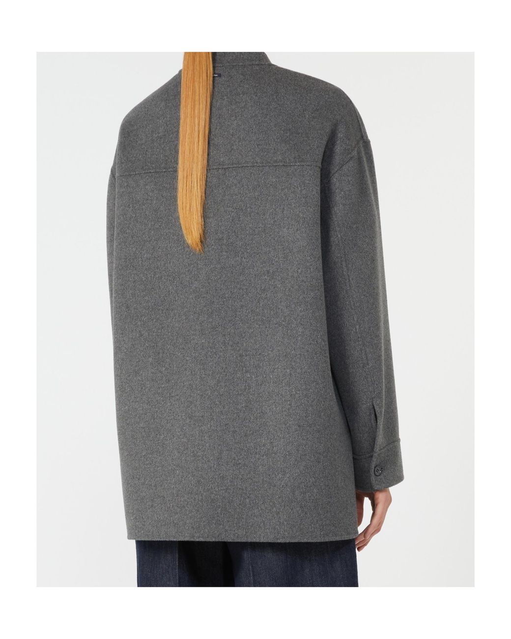 Max Mara Gray 'S Crewneck Button-Up Coat