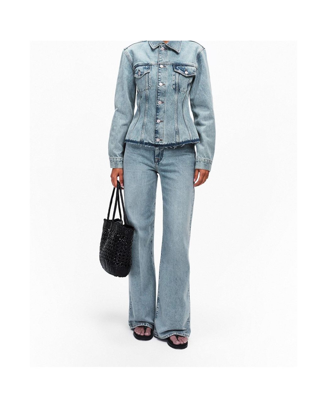 7 For All Mankind Blue Button-Front Denim Jacket
