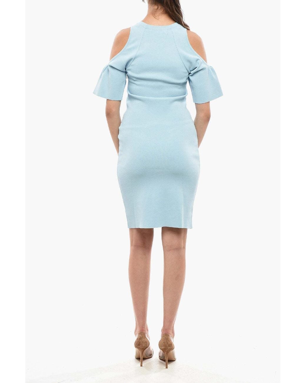 Stella McCartney Blue Fitted Cold-Shoulder Dress