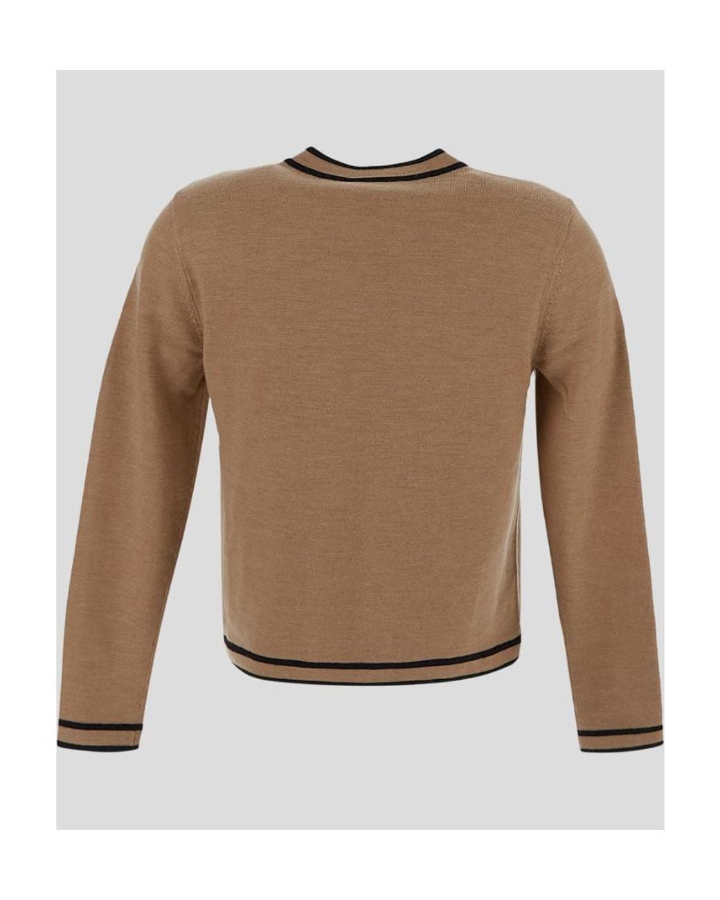 Tory Burch Brown Button-Up Crewneck Cardigan
