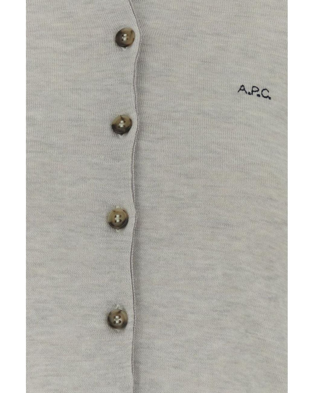 A.P.C. Gray Logo Detailed Buttoned Cardigan